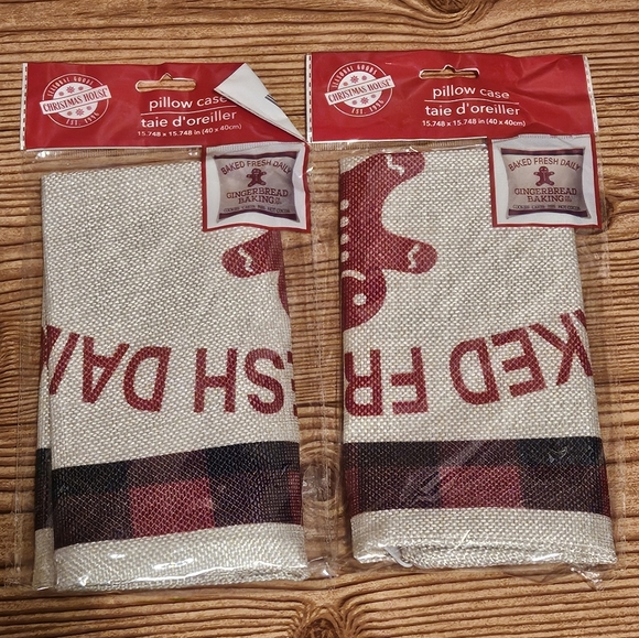 Holiday Gingerbread Decorative Burlap Pillowcases Thow Pillow Cover - Picture 2 of 4